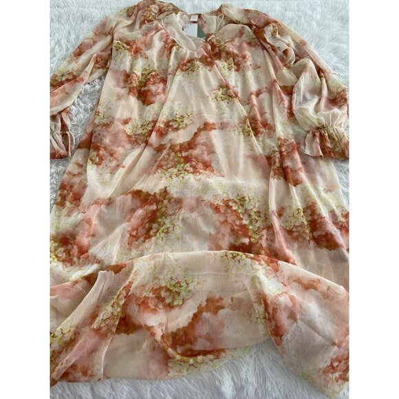 H&M NWT Floral Long-Sleeve V-Neck Maxi Dress With Sheer Overlay & Lining Size M - Picture 11 of 11